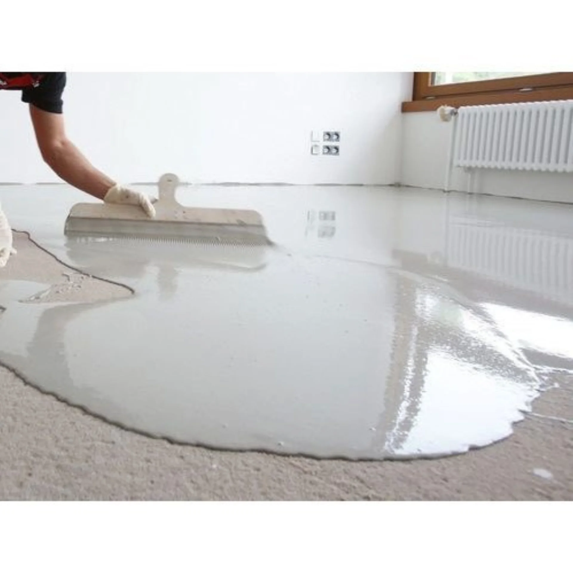 Self-leveling floor compound application